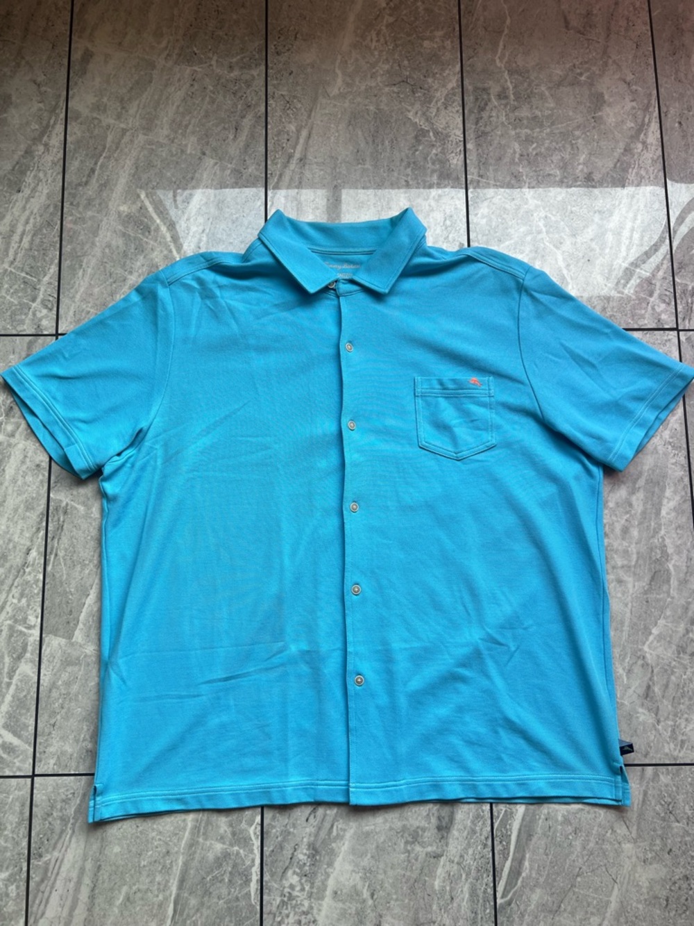 Tommy Bahama IslandZone Men’s Turquoise Pique Embroidered Marlin Button Up 3XL